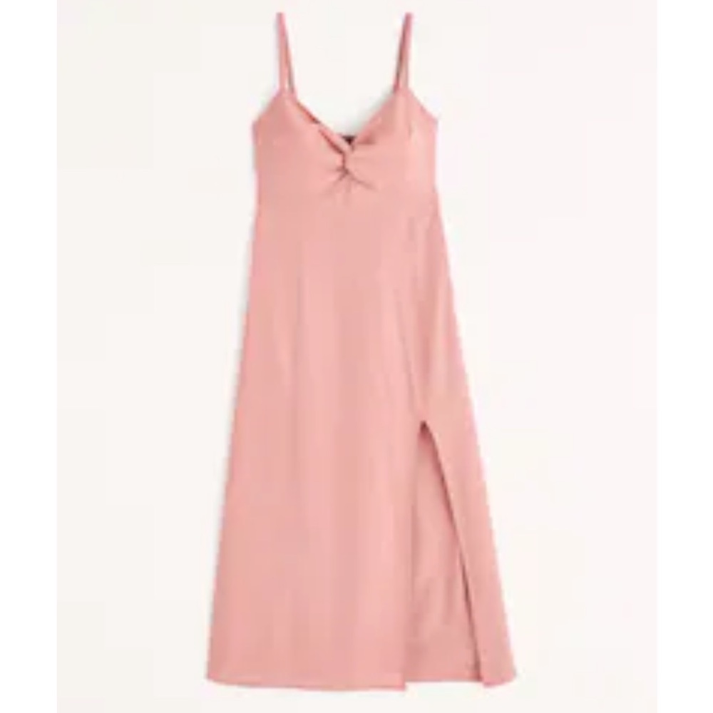 Abercrombie Twist Front Pink Midi Dress TALL
